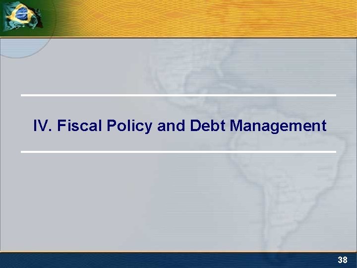 IV. Fiscal Policy and Debt Management 38 