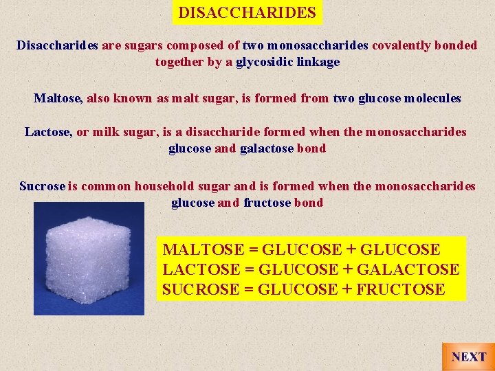 DISACCHARIDES Disaccharides are sugars composed of two monosaccharides covalently bonded together by a glycosidic