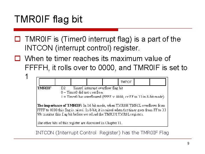 TMR 0 IF flag bit o TMR 0 IF is (Timer 0 interrupt flag)