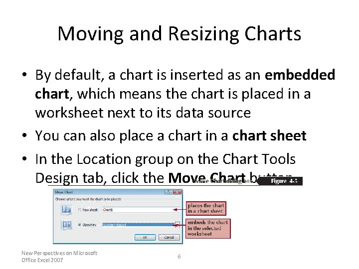 Moving and Resizing Charts • By default, a chart is inserted as an embedded Moving and Resizing Charts • By default, a chart is inserted as an embedded