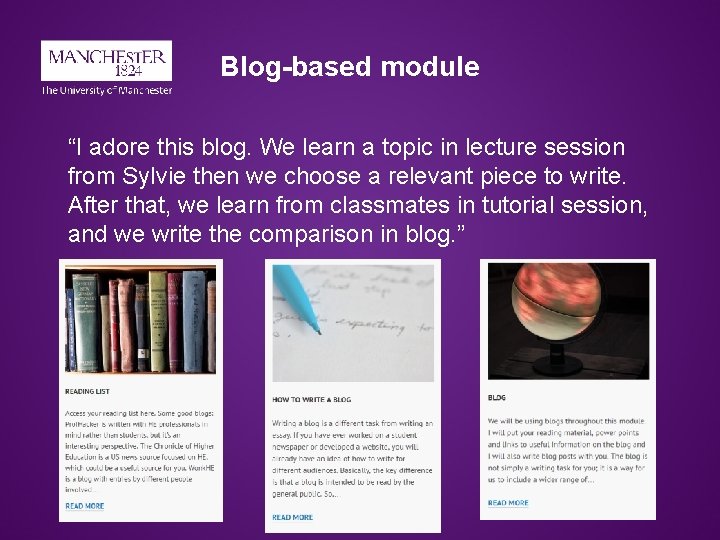 Blog-based module “I adore this blog. We learn a topic in lecture session from