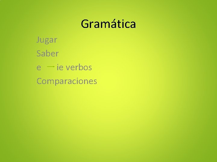 Gramática Jugar Saber e ie verbos Comparaciones 