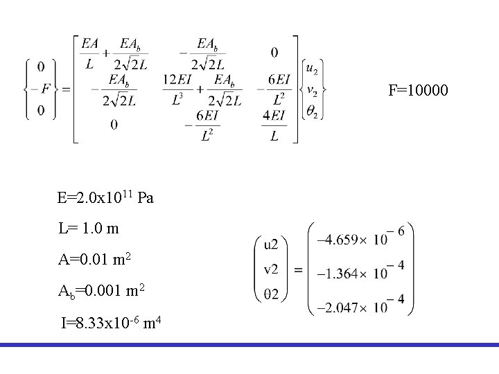 F=10000 E=2. 0 x 1011 Pa L= 1. 0 m A=0. 01 m 2 F=10000 E=2. 0 x 1011 Pa L= 1. 0 m A=0. 01 m 2