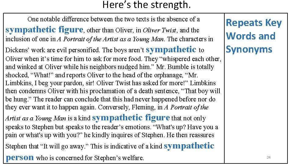 Here’s the strength. One notable difference between the two texts is the absence of