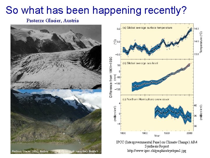 So what has been happening recently? Pasterze Glacier, Austria IPCC (Intergovernmental Panel on Climate