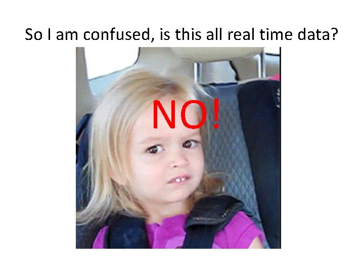 So I am confused, is this all real time data? NO! 
