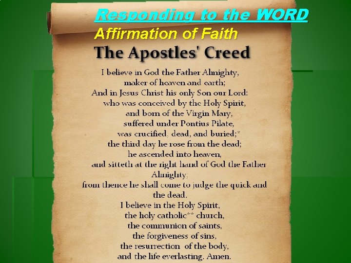 Responding to the WORD Affirmation of Faith 