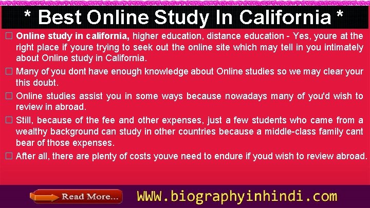 * Best Online Study In California * � Online study in california, higher education,
