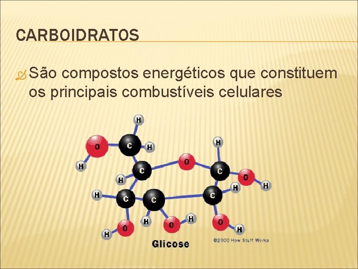 CARBOIDRATOS São compostos energéticos que constituem os principais combustíveis celulares 