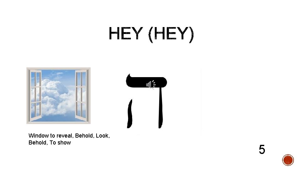 Window to reveal, Behold, Look, Behold, To show 5 