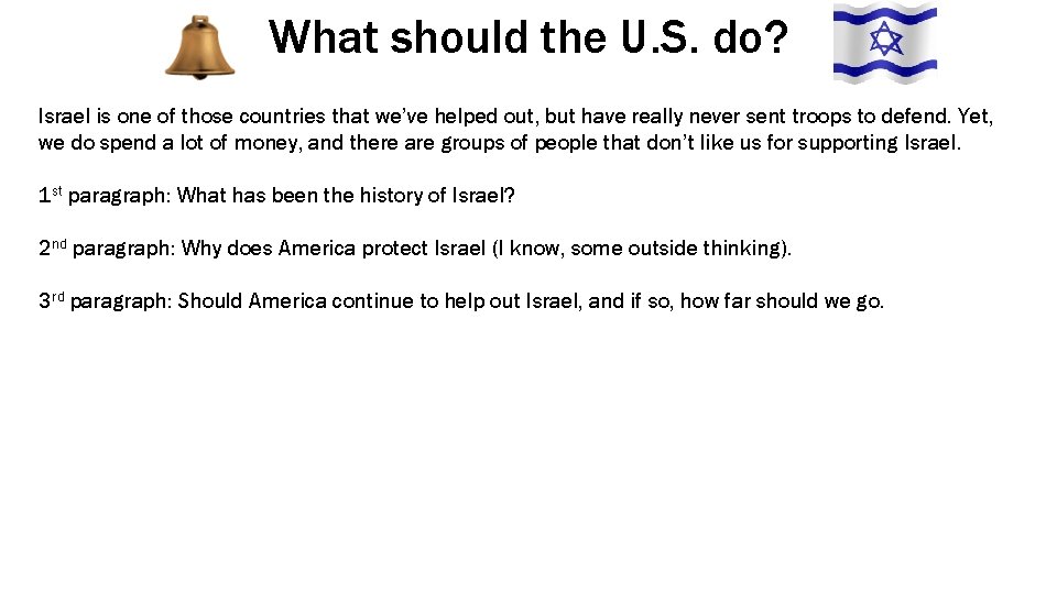 What should the U. S. do? Israel is one of those countries that we’ve