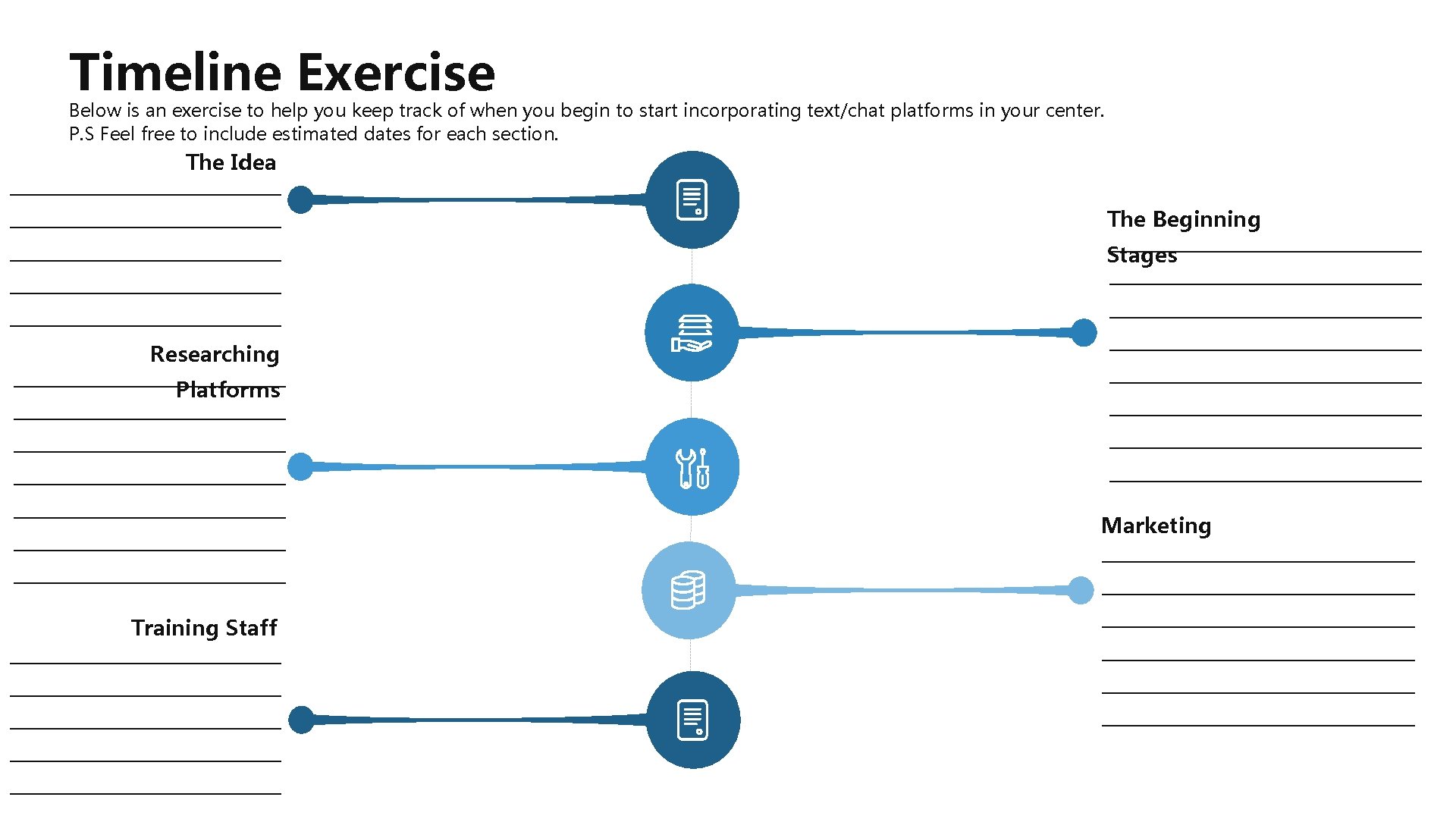 Timeline Exercise Below is an exercise to help you keep track of when you