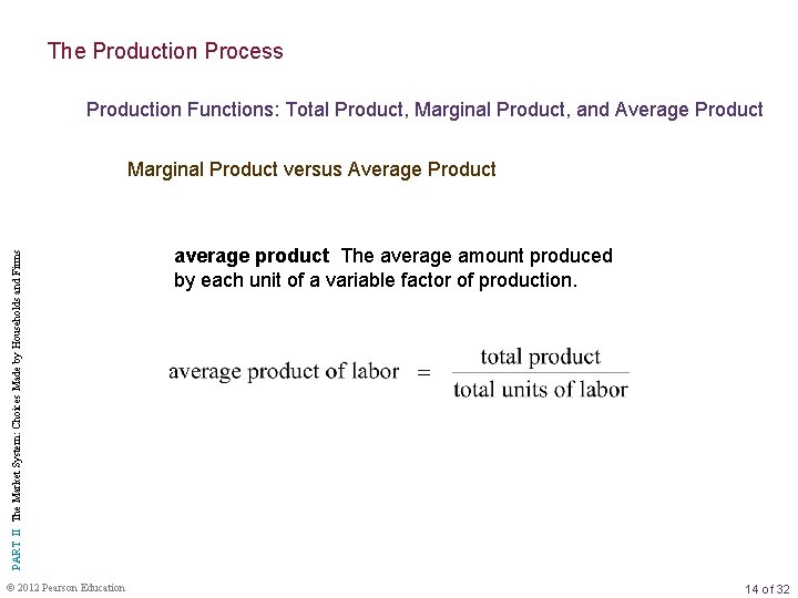 The Production Process Production Functions: Total Product, Marginal Product, and Average Product PART II