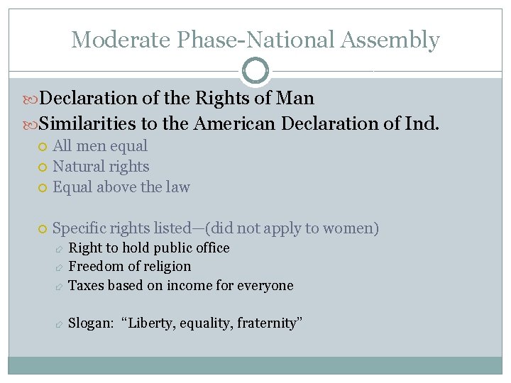 Moderate Phase-National Assembly Declaration of the Rights of Man Similarities to the American Declaration