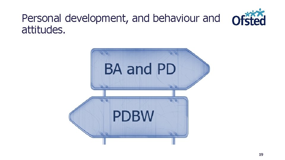 Personal development, and behaviour and attitudes. Education inspection framework Slide 19 