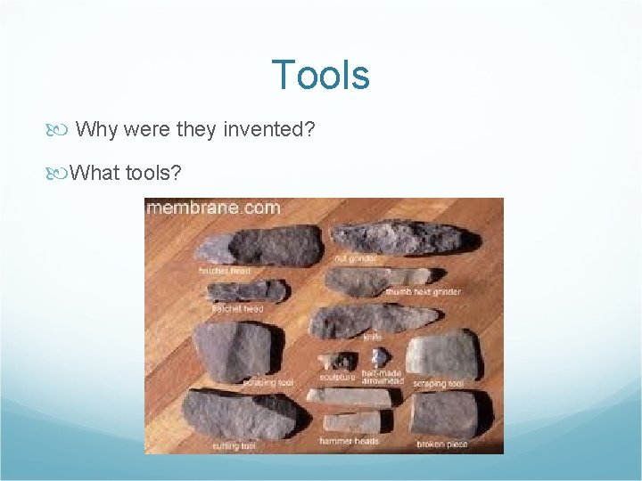 Tools Why were they invented? What tools?  Tools Why were they invented? What tools?