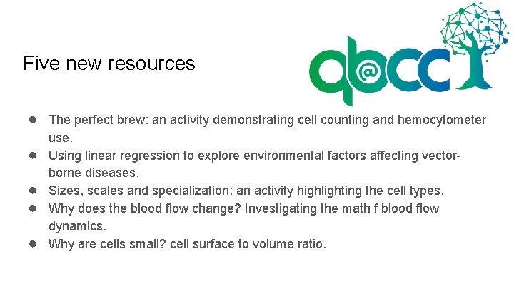 Five new resources ● The perfect brew: an activity demonstrating cell counting and hemocytometer