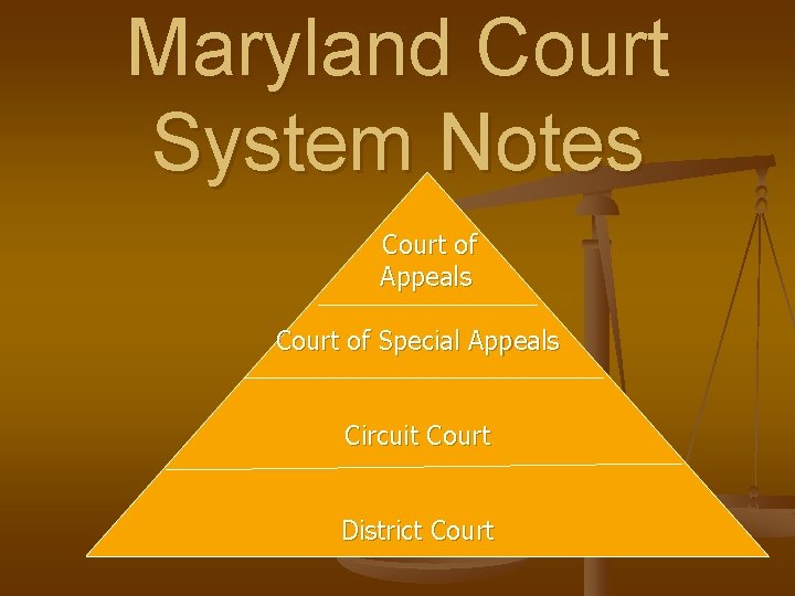 Maryland Court System Notes Court of Appeals Court of Special Appeals Court of. Circuit