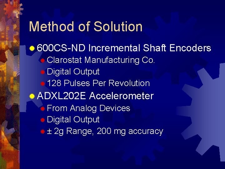 Method of Solution ® 600 CS-ND Incremental Shaft Encoders ® Clarostat Manufacturing Co. ®