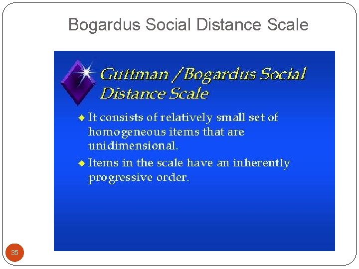 Bogardus Social Distance Scale 35 