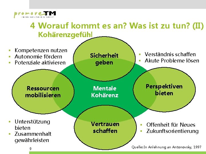 4 Worauf kommt es an? Was ist zu tun? (II) Kohärenzgefühl § Kompetenzen nutzen