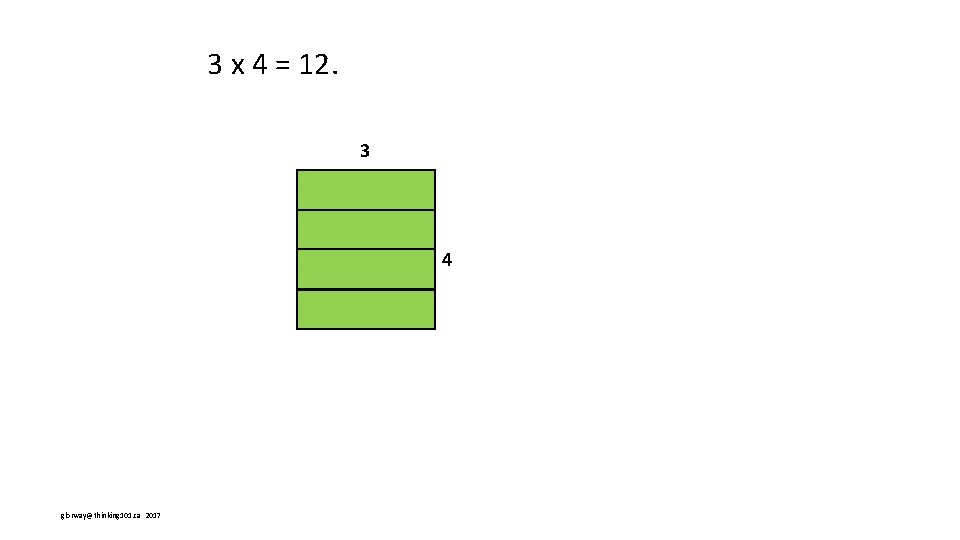 3 x 4 = 12. 3 4 glorway@thinking 101. ca 2017 