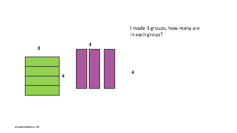 I made 3 groups, how many are in each group? 3 3 4 glorway@thinking