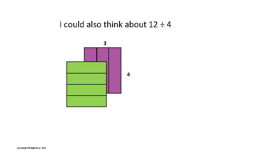 I could also think about 12 ÷ 4 3 4 glorway@thinking 101. ca 2017