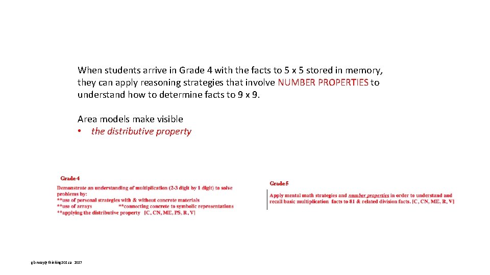 When students arrive in Grade 4 with the facts to 5 x 5 stored