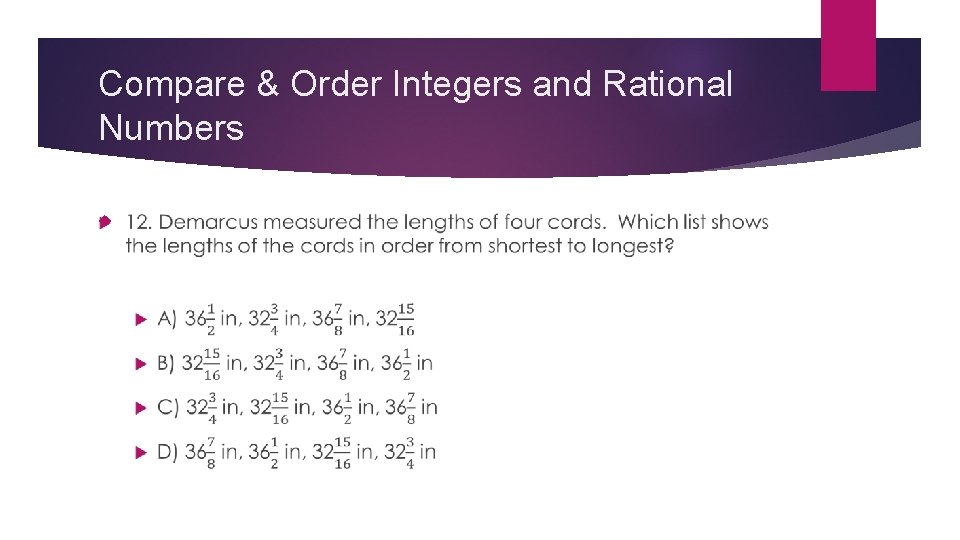 Compare & Order Integers and Rational Numbers 