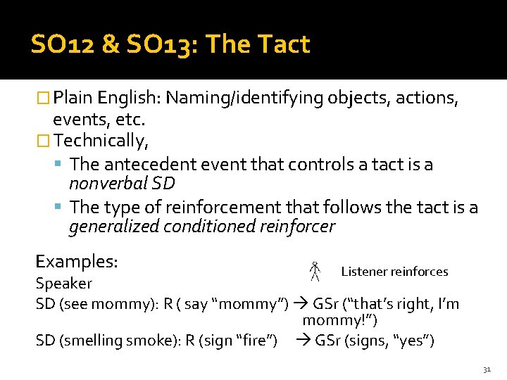 SO 12 & SO 13: The Tact � Plain English: Naming/identifying objects, actions, events,