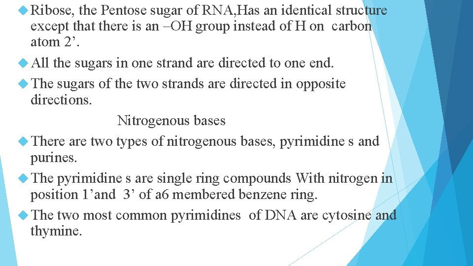  Ribose, the Pentose sugar of RNA, Has an identical structure except that there