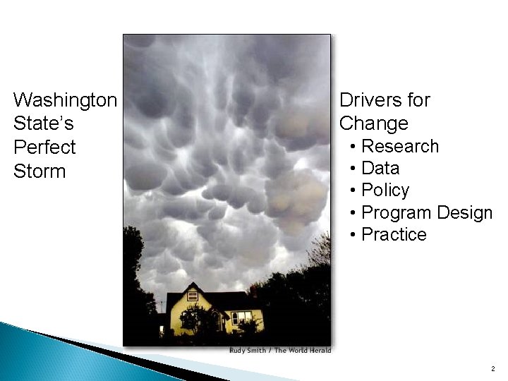 Washington State’s Perfect Storm Drivers for Change • Research • Data • Policy •