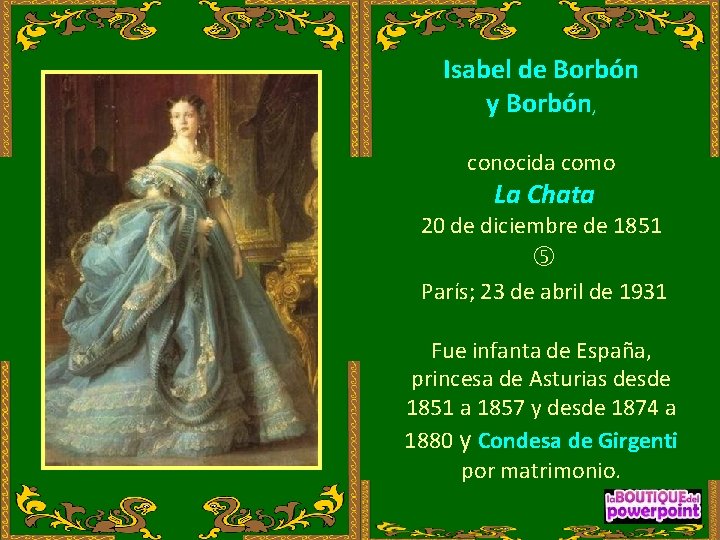 Isabel de Borbón y Borbón, conocida como La Chata 20 de diciembre de 1851