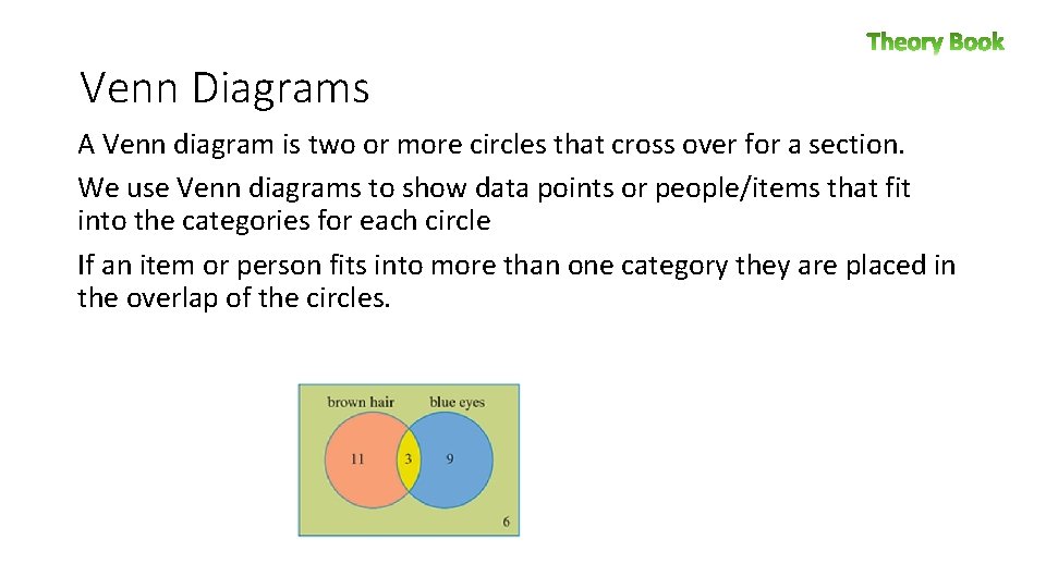 Venn Diagrams A Venn diagram is two or more circles that cross over for