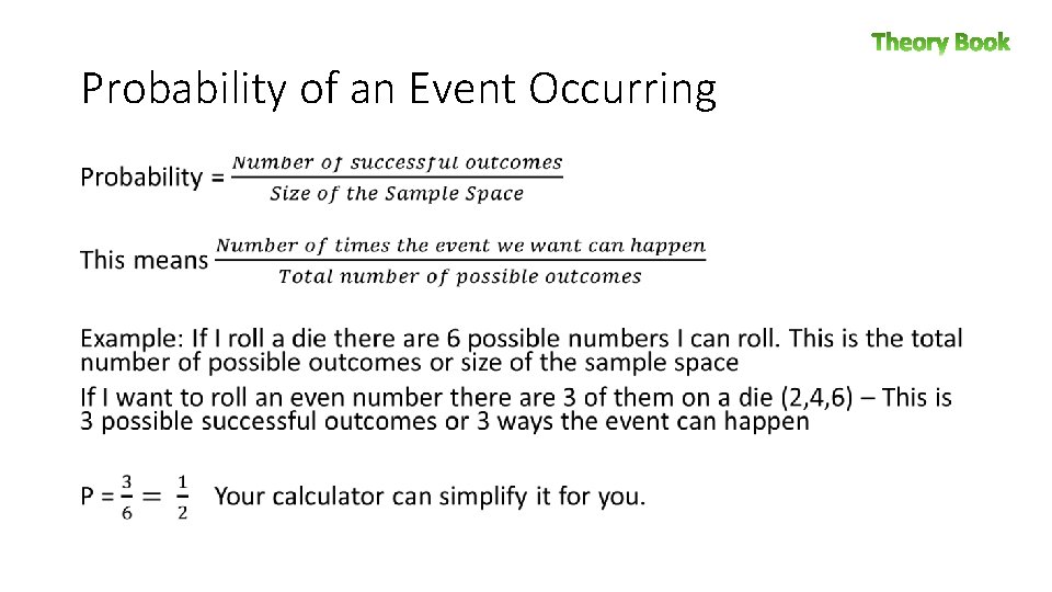 Probability of an Event Occurring • 