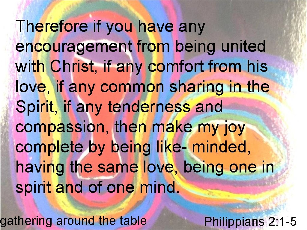 Therefore if you have any encouragement from being united with Christ, if any comfort