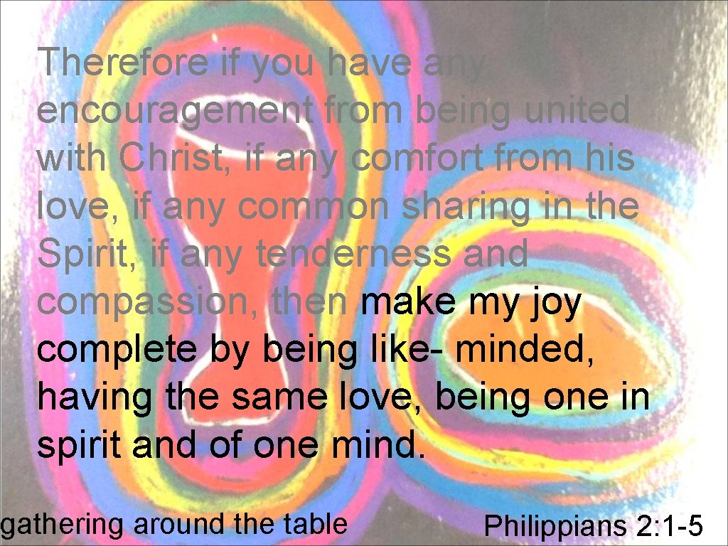 Therefore if you have any encouragement from being united with Christ, if any comfort