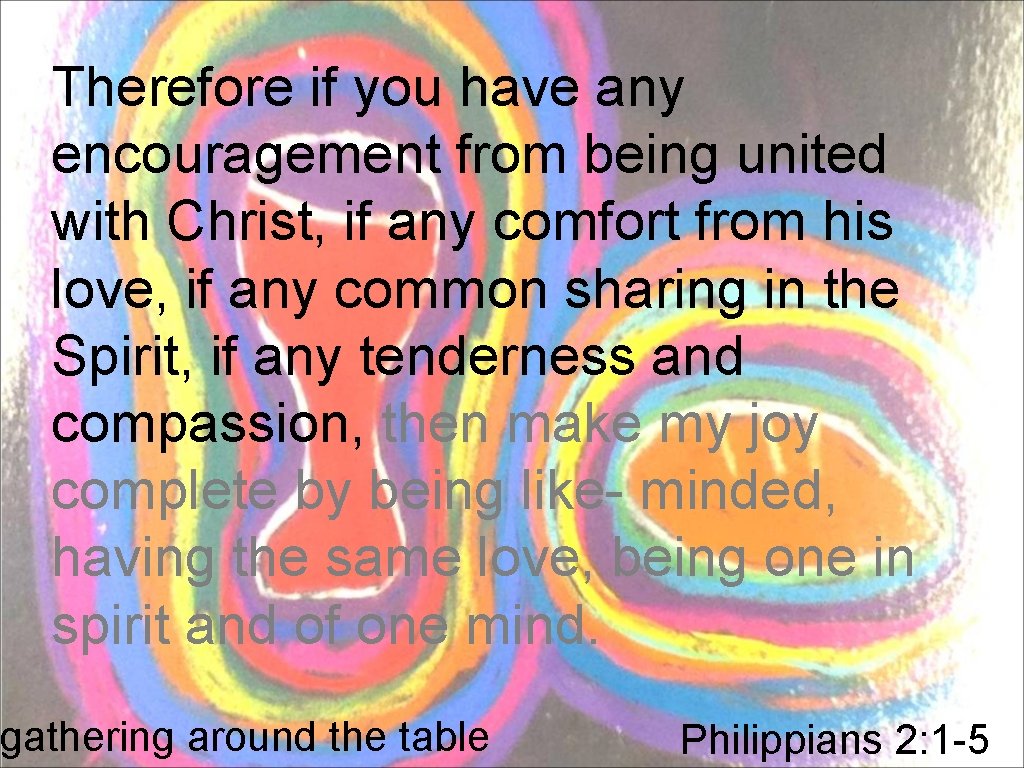 Therefore if you have any encouragement from being united with Christ, if any comfort
