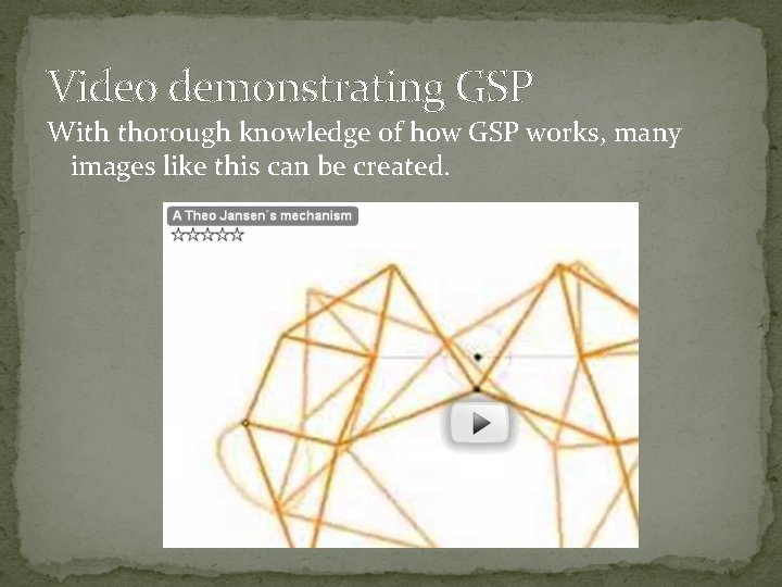 Video demonstrating GSP With thorough knowledge of how GSP works, many images like this