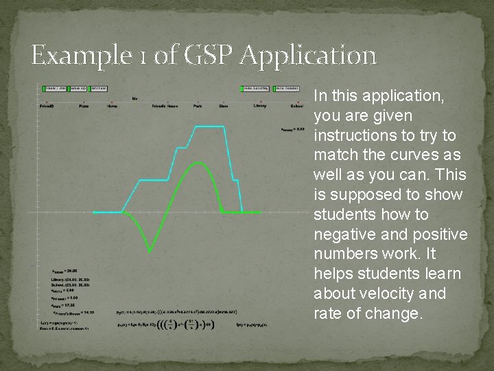 Example 1 of GSP Application In this application, you are given instructions to try