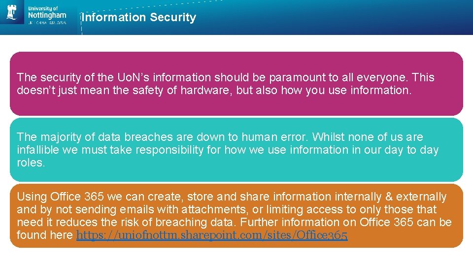 Information Security The security of the Uo. N’s information should be paramount to all