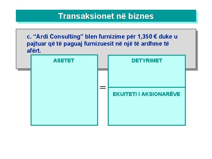 Transaksionet në biznes c. “Ardi Consulting” blen furnizime për 1, 350 € duke u
