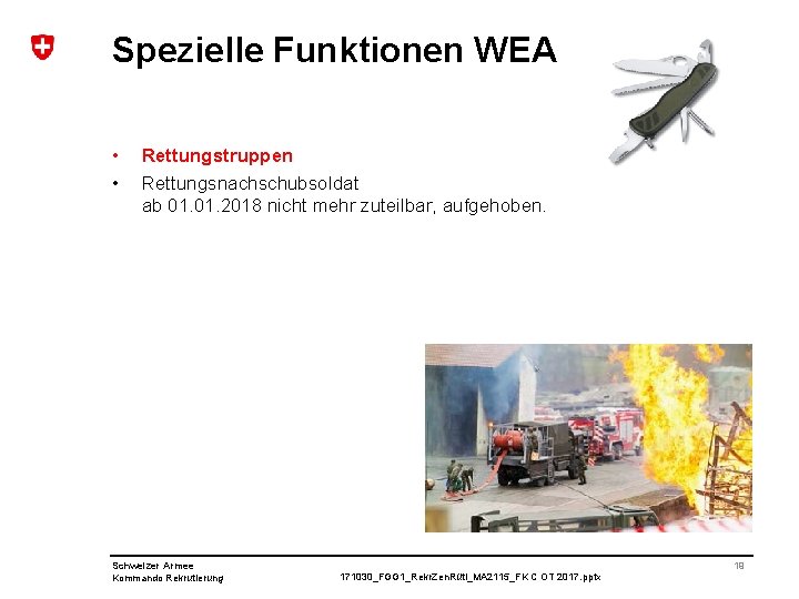 Spezielle Funktionen WEA • • Rettungstruppen Rettungsnachschubsoldat ab 01. 2018 nicht mehr zuteilbar, aufgehoben.