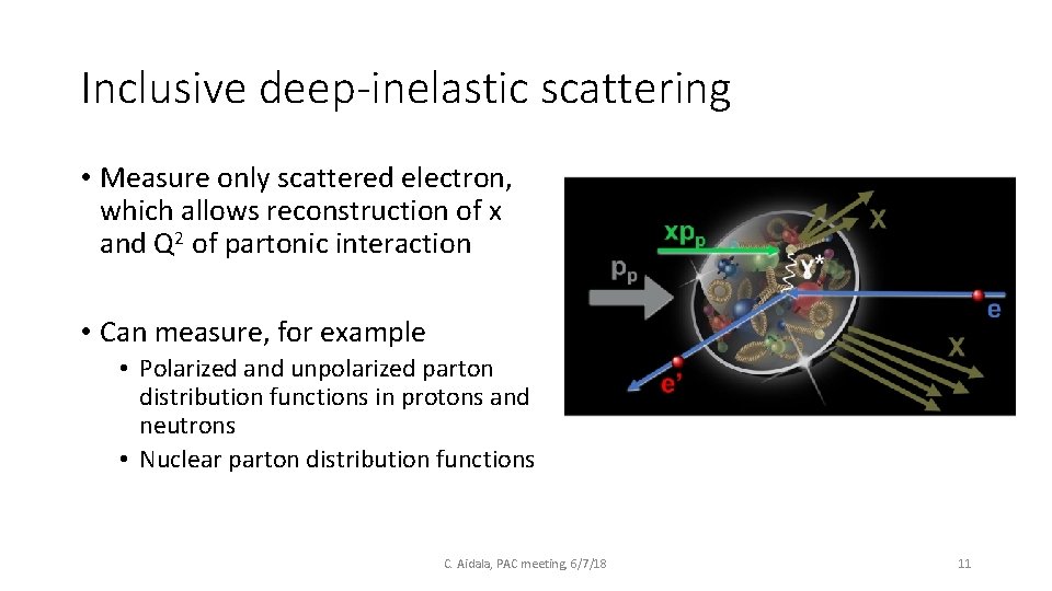 Inclusive deep-inelastic scattering • Measure only scattered electron, which allows reconstruction of x and