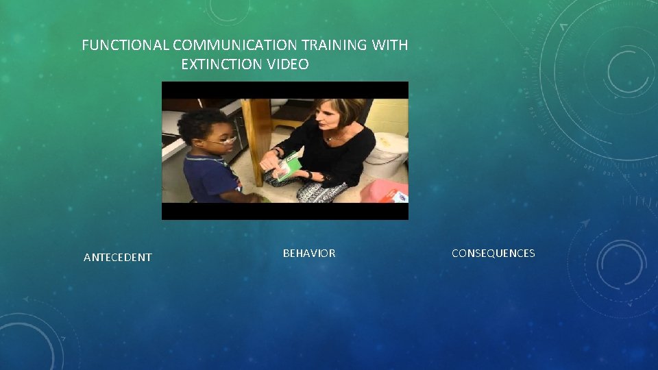 FUNCTIONAL COMMUNICATION TRAINING WITH EXTINCTION VIDEO ANTECEDENT BEHAVIOR CONSEQUENCES 