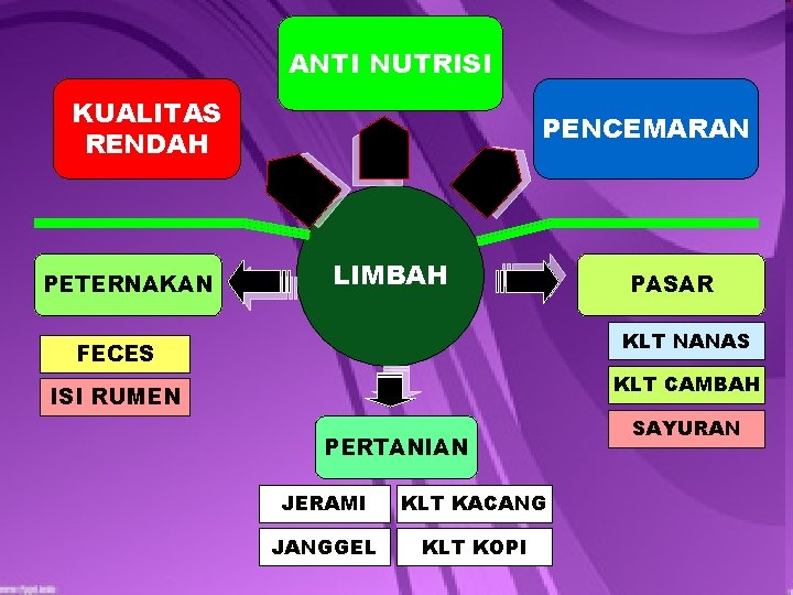 ANTI NUTRISI KUALITAS RENDAH PETERNAKAN PENCEMARAN LIMBAH PASAR KLT NANAS FECES KLT CAMBAH ISI