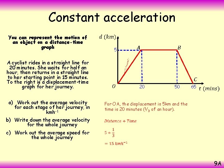 Constant acceleration You can represent the motion of an object on a distance-time graph Constant acceleration You can represent the motion of an object on a distance-time graph