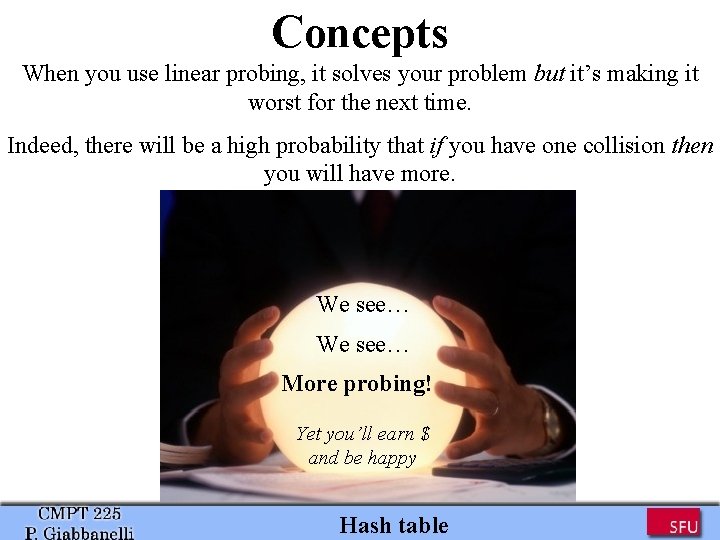 Concepts When you use linear probing, it solves your problem but it’s making it Concepts When you use linear probing, it solves your problem but it’s making it