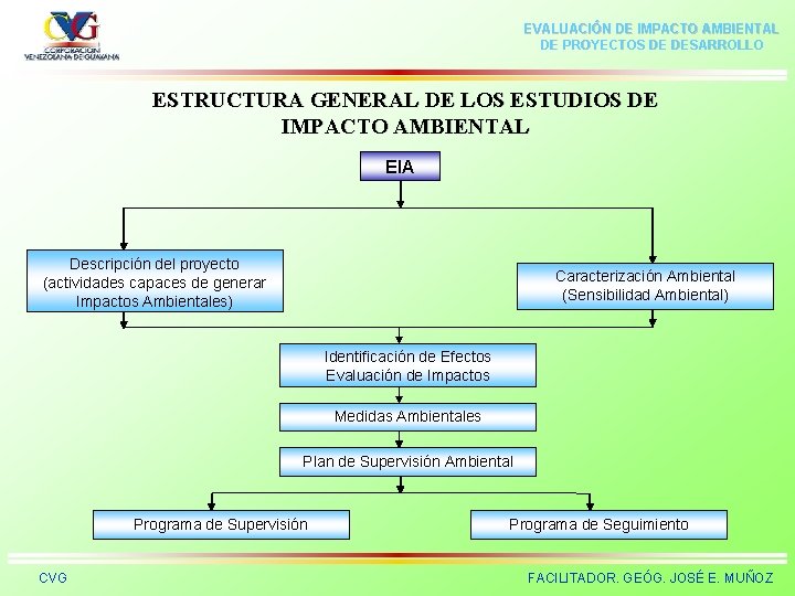 EVALUACIÓN DE IMPACTO AMBIENTAL DE PROYECTOS DE DESARROLLO ESTRUCTURA GENERAL DE LOS ESTUDIOS DE